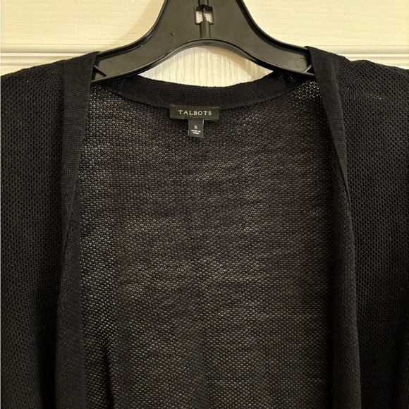 Talbots Black Open Knit Cardigan with Roll Up Sleeves - Picture 12 of 12